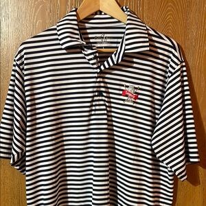 Bobby Jones Dark Blue and White Striped Polo Shirt